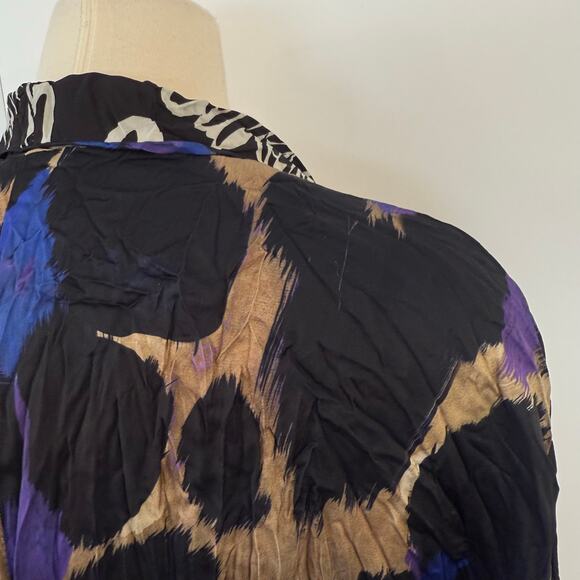 Alembika Amethyst Crinkle Kimono Jacket Black Multicolor XL - Picture 9 of 13